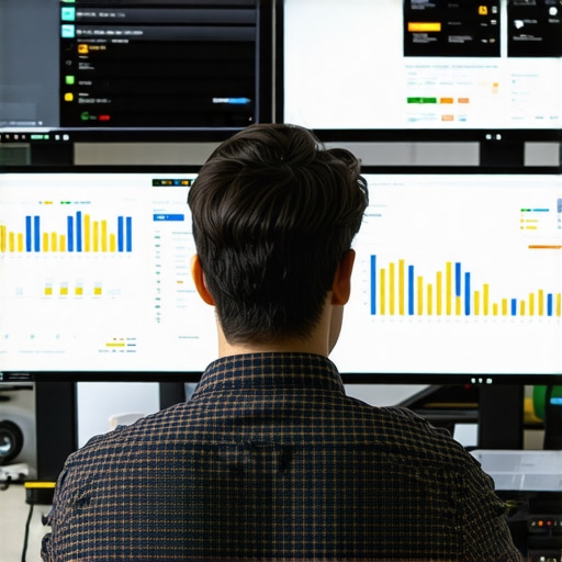 Deep Dive into Local SEO Analytics SEO analyst examining local search data and maps on multiple monitors.