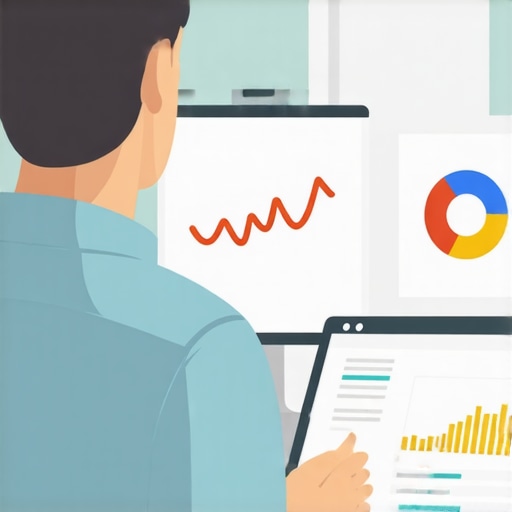 A person working on Google My Business profile optimization with charts and laptop.