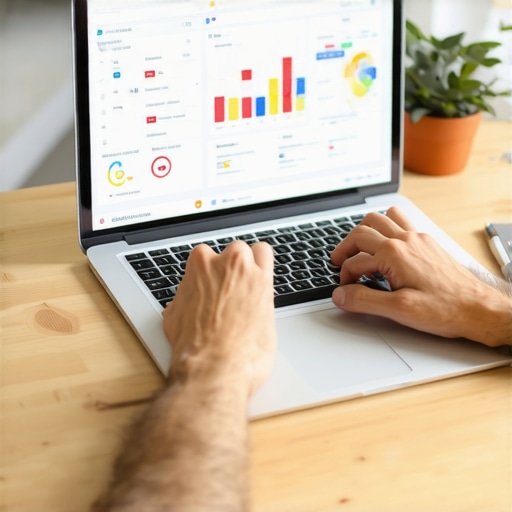 Person analyzing local SEO data on a laptop with charts and tools