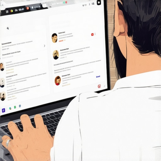 Business owner updating GMB profile on laptop with local search results.