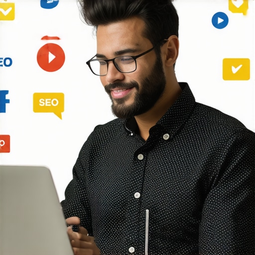 Optimizing Google My Business Profile Business owner optimizing GMB profile on laptop