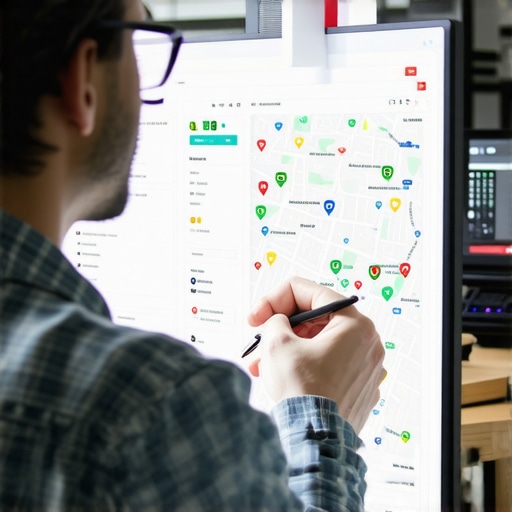 SEO specialist reviewing maps SEO data for local business ranking