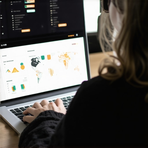 Person analyzing local SEO data on a laptop with charts and graphs.