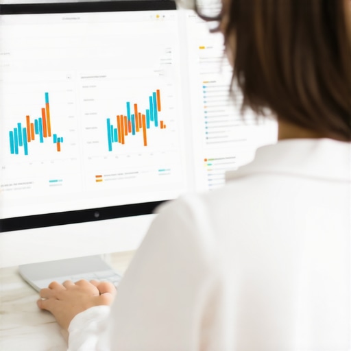 Analyzing Local SEO Performance Person reviewing local SEO data on a laptop with maps and graphs.