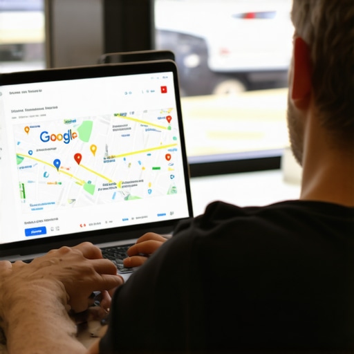 SEO expert optimizing Google My Business listing on laptop
