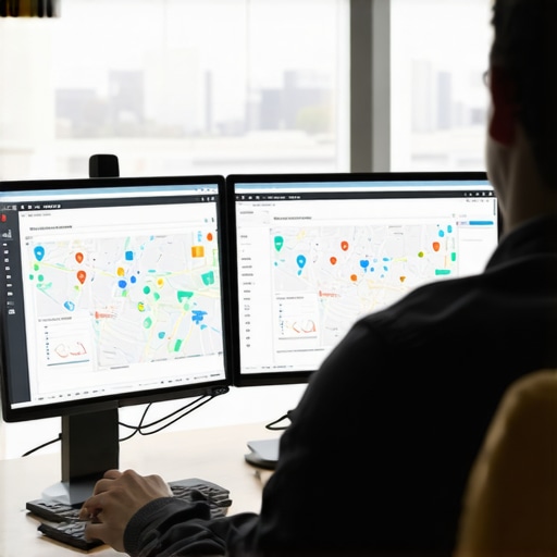 Local SEO Tools in Action SEO analyst using analytics tools to monitor Google Maps rankings