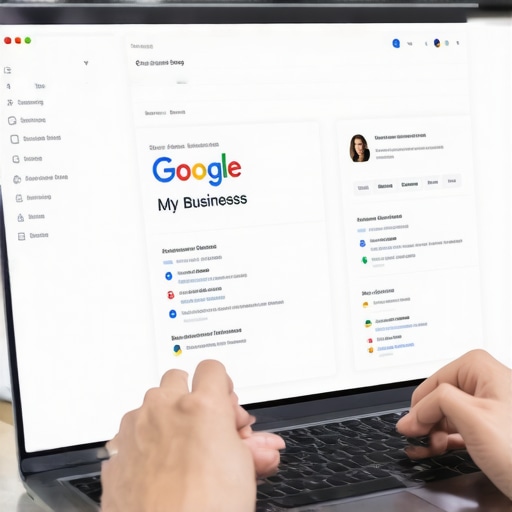 Person editing Google My Business profile on a laptop, emphasizing data accuracy and business optimization.