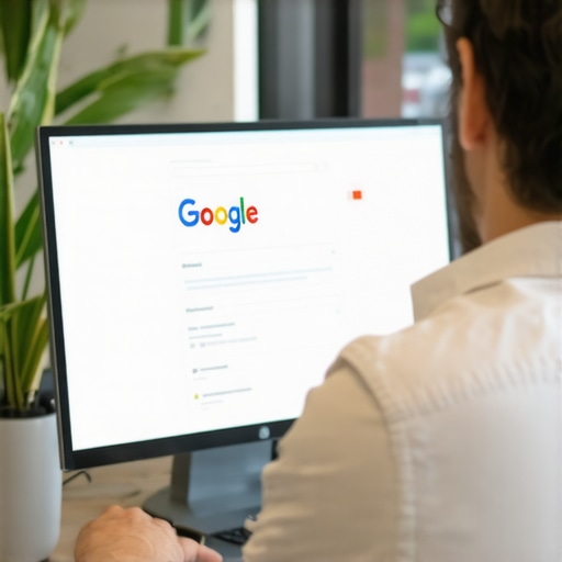 Optimizing Local Business Profile Business owner updating GMB profile on a laptop for local SEO success