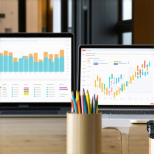 Digital marketing tools displayed on a workspace showing analytics and local SEO strategies.