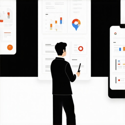 Analyzing Map Rankings in 2026 Business owner reviewing local map SEO analytics on a computer and smartphone.