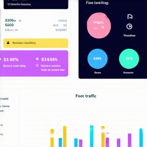 Local SEO Dashboard with Metrics Dashboard display of local search rankings, reviews, and physical foot traffic data