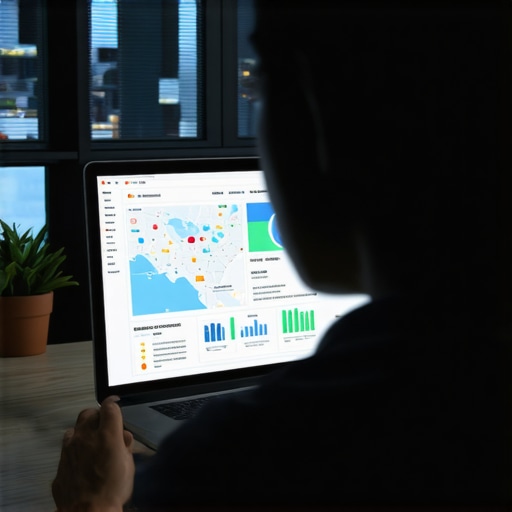 Person analyzing local SEO data on a computer for map pack maintenance.