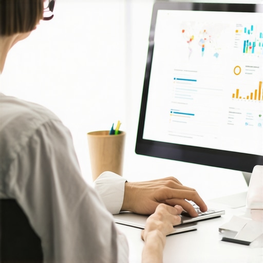Person analyzing local SEO data on dual screens with maps and analytics tools.
