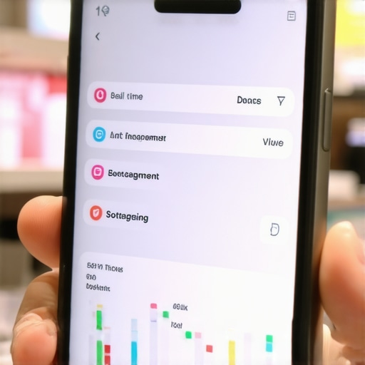 Smartphone screen displaying customer interactions and geotag data to improve local search rankings.