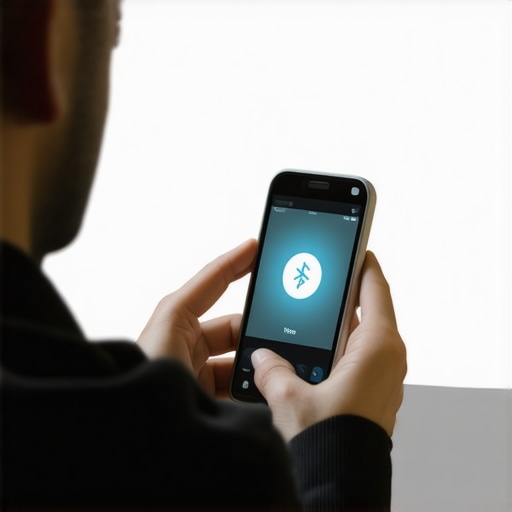 Business owner setting up traffic monitoring device at storefront