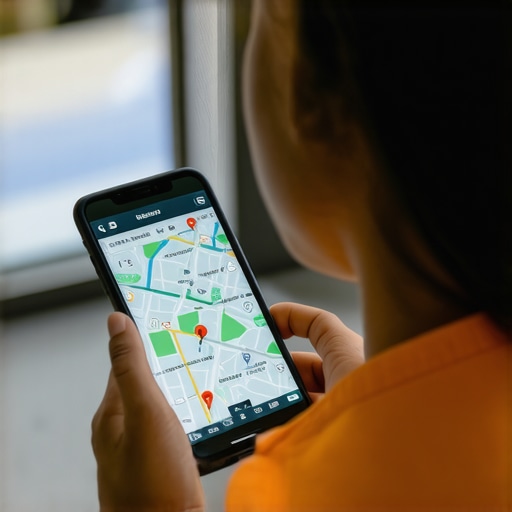 Person analyzing local maps and data on a smartphone for Google My Business optimization.